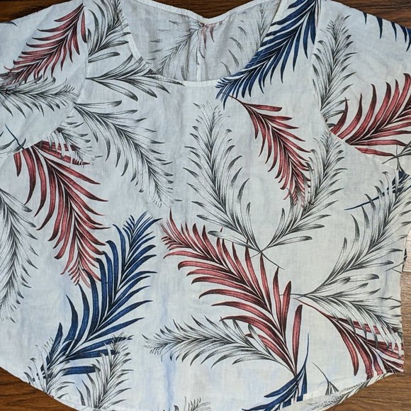 Italian Linen Women's Leaf PatternTop 2X - Picture 4 of 5